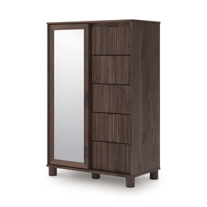 Ashley Furniture Pamytta MDF Dressing Chest w/Mirror & 5 Drawers, Brown