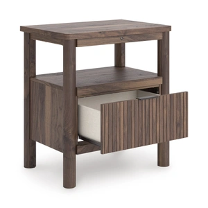 Ashley Furniture Pamytta MDF Night Stand w/Drawer & Open Shelf, Brown