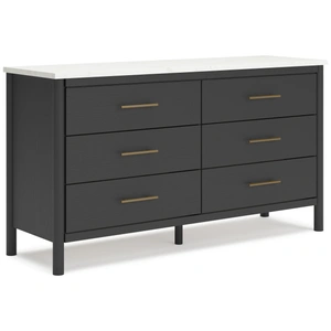 Ashley Furniture Cadmori MDF/Wood Veneer Dresser w/6 Drawers in Black/White