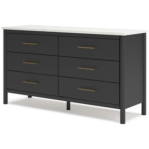 Ashley Furniture Cadmori MDF/Wood Veneer Dresser w/6 Drawers in Black/White