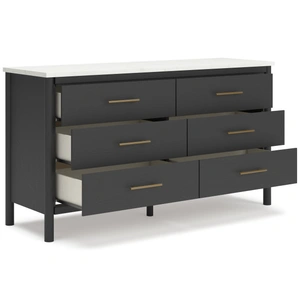 Ashley Furniture Cadmori MDF/Wood Veneer Dresser w/6 Drawers in Black/White