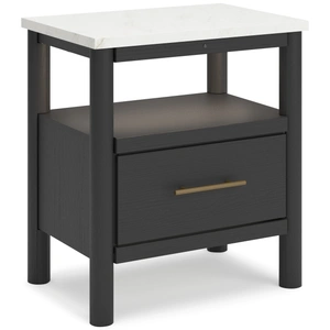 Ashley Furniture Cadmori MDF/Wood Veneer Nightstand w/Drawers, Black/White