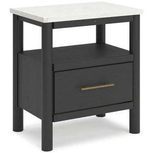 Ashley Furniture Cadmori MDF/Wood Veneer Nightstand w/Drawers, Black/White