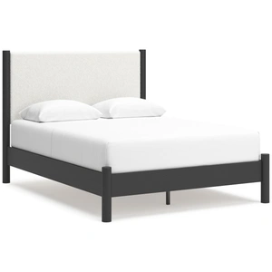 Ashley Furniture Cadmori Wood/Fabric Upholstered Panel Bed, Black