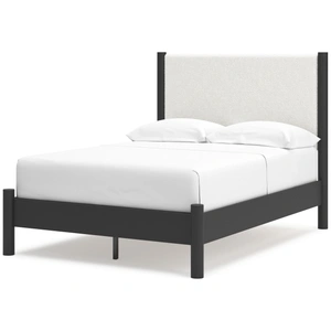 Ashley Furniture Cadmori Wood/Fabric Upholstered Panel Bed, Black