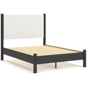 Ashley Furniture Cadmori Wood/Fabric Upholstered Panel Bed, Black