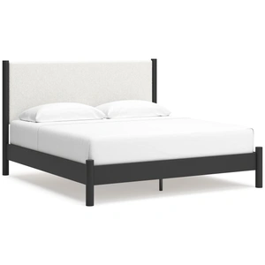 Ashley Furniture Cadmori Wood/Fabric Upholstered Panel Bed, Black