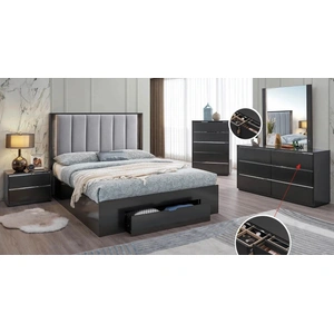 Pantek Furniture B36 Storage Platform Bedroom Set with Soft Headboard