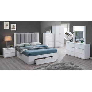 Pantek Furniture B36 Storage Platform Bedroom Set with Soft Headboard