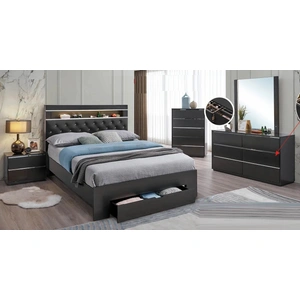 Pantek Furniture B37 Storage Platform Bedroom Set with LED Light