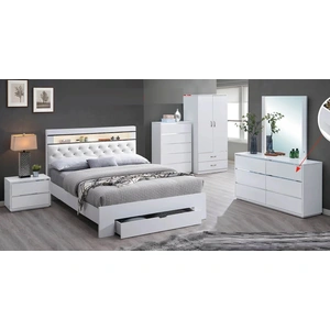 Pantek Furniture B37 Storage Platform Bedroom Set with LED Light