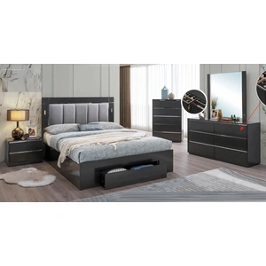 Pantek Furniture B38 Storage Platform Bedroom Set with LED Light