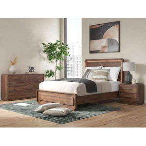 Ashley Furniture Fortlorn MDF Panel Bedroom Set w/LED Light, Walnut Brown
