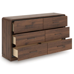 Ashley Furniture Fortlorn MDF Double Dresser w/6 Drawers in Walnut Brown