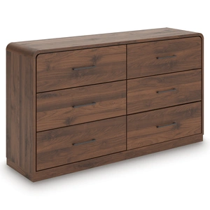 Ashley Furniture Fortlorn MDF Double Dresser w/6 Drawers in Walnut Brown