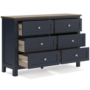 Ashley Furniture Landocken Wood/MDF Double Dresser w/6 Drawers in Brown/Blue
