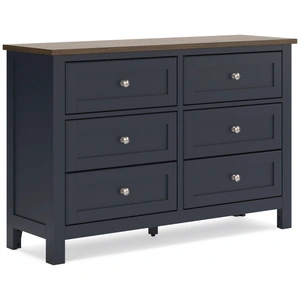 Ashley Furniture Landocken Wood/MDF Double Dresser w/6 Drawers in Brown/Blue