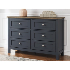 Ashley Furniture Landocken Wood/MDF Double Dresser w/6 Drawers in Brown/Blue