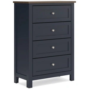 Ashley Furniture Landocken Wood/MDF Chest w/4 Drawers, Brown/Blue