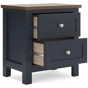 Ashley Furniture Landocken Wood/MDF Nightstand w/2 Drawers, Brown/Blue