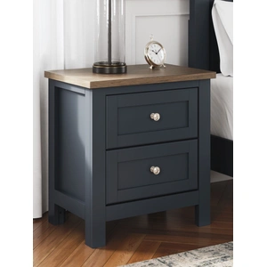 Ashley Furniture Landocken Wood/MDF Nightstand w/2 Drawers, Brown/Blue