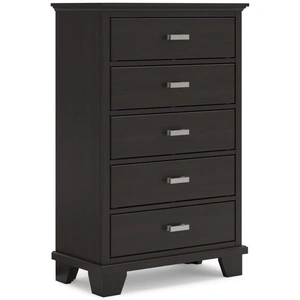 Ashley Furniture Covetown Wood Chest w/5 Drawers, Dark Brown