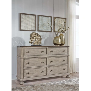 Ashley Furniture Ashley SM Falkhurst Wood 6-Drawer Dresser in Beige