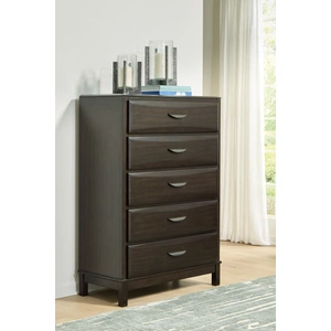 Ashley Furniture Vanmore Wood Chest w/5 Drawers, Dark Brown