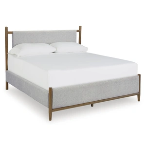 Ashley Furniture Lyncott Fabric/Wood Upholstered Panel Bed, Grey/Brown