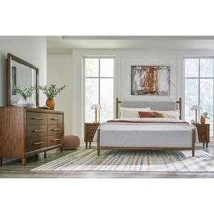 Ashley Furniture Lyncott Fabric/Wood Upholstered Panel Bedroom Set, Grey/Brown