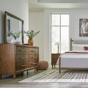 Ashley Furniture Lyncott Fabric/Wood Upholstered Panel Bedroom Set, Grey/Brown