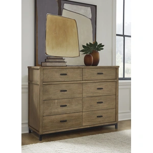 Ashley Furniture Tomtyn Wood Double Dresser w/8 Drawers in Light Brown