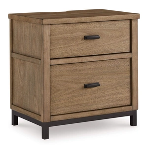 Ashley Furniture Tomtyn Wood 2-Drawer Nightstand w/USB Charger & Power Supply, Light Brown