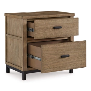 Ashley Furniture Tomtyn Wood 2-Drawer Nightstand w/USB Charger & Power Supply, Light Brown