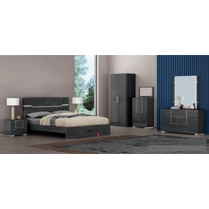Pantek Furniture B632 Storage Platform Bedroom Set with LED Light