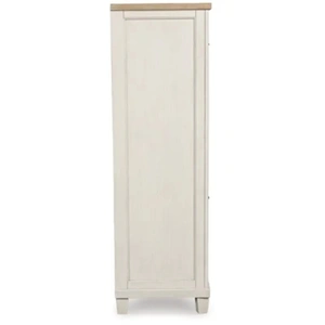 Ashley Furniture SM Shaybrock Wood Chest w/5 Drawers & Door, Antique White/Brown