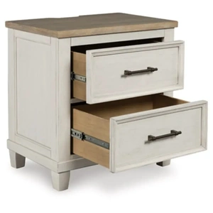 Ashley Furniture SM Shaybrock Wood Nightstand w/2 Drawers, Antique White/Brown