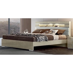 Pantek Furniture B69 Platform Bed with LED Light in Light Walnut