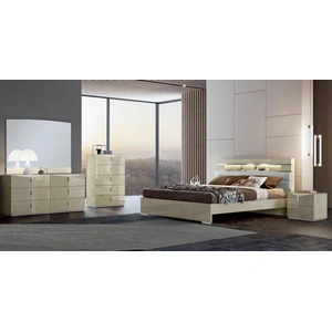 Pantek Furniture B69 Platform Bed with LED Light in Light Walnut