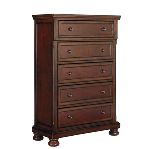 Ashley Furniture Ashley SM Porter Wood 5-Drawer Chest, Rustic Brown