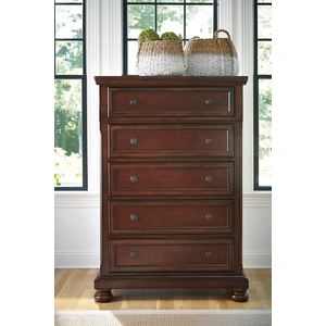 Ashley Furniture Ashley SM Porter Wood 5-Drawer Chest, Rustic Brown