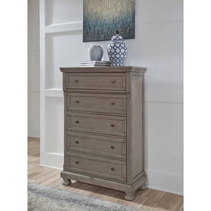 Ashley Furniture SM Lettner Wood Storage Panel Bedroom Set, Burnished Light Gray