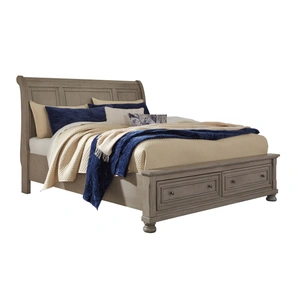 Ashley Furniture Ashley SM Lettner Wood Storage Sleigh Bed, Burnished Light Gray