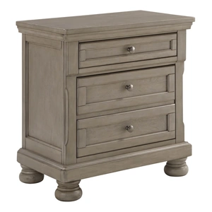Ashley Furniture Ashley SM Lettner Wood 3-Drawer Nightstand, Burnished Light Gray