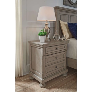 Ashley Furniture Ashley SM Lettner Wood 3-Drawer Nightstand, Burnished Light Gray