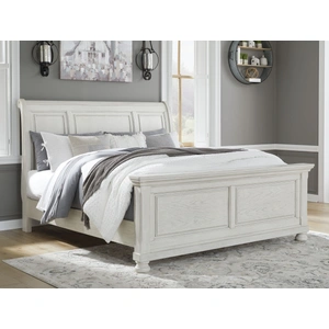 Ashley Furniture Robbinsdale Wood Veneer Sleigh Bed, Antique White
