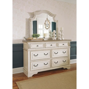 Ashley Furniture SM Realyn Fabric Upholstered Panel Bedroom Set, White/Brown
