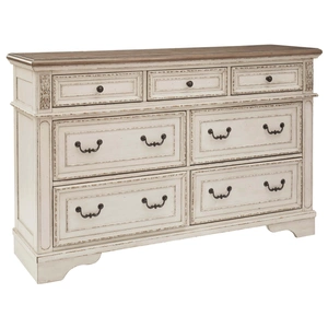 Ashley Furniture SM Realyn Wood 7-Drawer Dresser, White/Brown