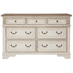 Ashley Furniture SM Realyn Wood 7-Drawer Dresser, White/Brown