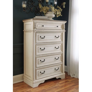 Ashley Furniture SM Realyn Fabric Upholstered Panel Bedroom Set, White/Brown